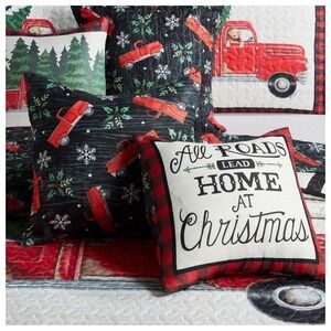 NWT 18 x 18 Accent Pillow Country Christmas All Roads Lead Home VIRAH BELLA